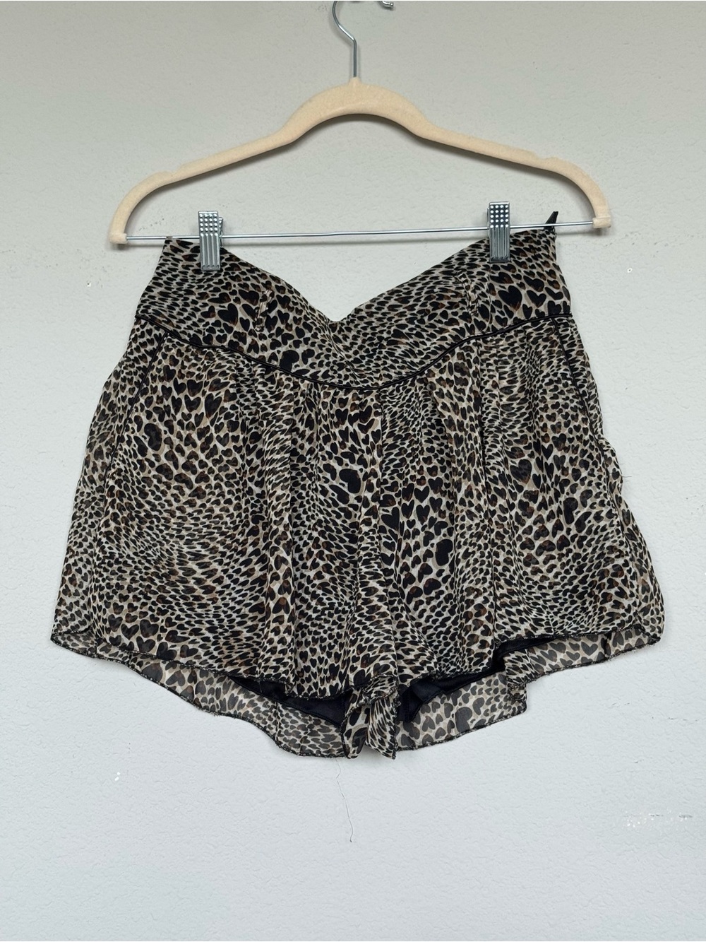 Y2K Fashion Web Leopard Heart Print Layered Ruffled Mini Skort - Size L